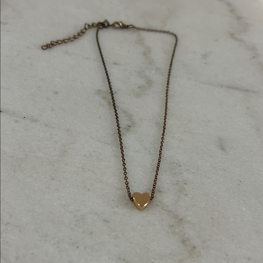 Gold Heart Pendant Choker Necklace